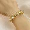 Oro Laminado Fancy Bracelet, Gold Filled Style Crown and Little Girl Design, Polished, Golden Finish, 03.63.2271.07 (03 MM Thickness, 7 Inches Length)