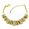 Oro Laminado Fancy Bracelet, Gold Filled Style Crown and Little Girl Design, Polished, Golden Finish, 03.63.2271.07 (03 MM Thickness, 7 Inches Length)