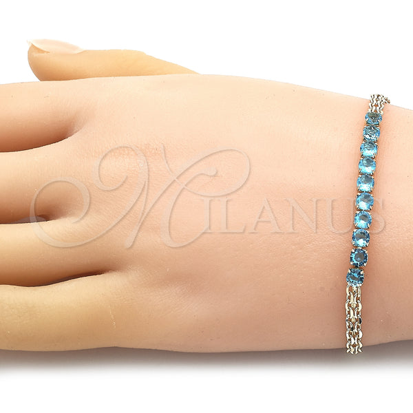 Gold Filled Bracelet — Fancy Bracelet Bismark Design with Turquoise Cubic Zirconia — alternate product view — SKU 150291 | Oro Laminado brazalete — elegante Bracelet Bismark diseño with Turquoise Cubic Zirconia — SKU 150291