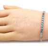 Oro Laminado Fancy Bracelet, Gold Filled Style Bismark Design, with Turquoise Cubic Zirconia, Polished, Golden Finish, 03.213.0173.08 (04 MM Thickness, 8 Inches Length)