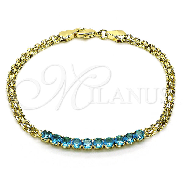 Gold Filled Bracelet — Fancy Bracelet Bismark Design with Turquoise Cubic Zirconia — main product view — SKU 150291 | Oro Laminado brazalete — elegante Bracelet Bismark diseño with Turquoise Cubic Zirconia — SKU 150291
