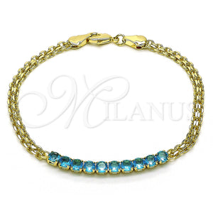 Gold Filled Bracelet — Fancy Bracelet Bismark Design with Turquoise Cubic Zirconia — main product view — SKU 150291 | Oro Laminado brazalete — elegante Bracelet Bismark diseño with Turquoise Cubic Zirconia — SKU 150291