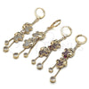 Oro Laminado Long Earring, Gold Filled Style Box and Elephant Design, with Ruby and Black Micro Pave, Polished, Golden Finish, 02.316.0080