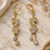 Oro Laminado Long Earring, Gold Filled Style Box and Elephant Design, with White and Black Micro Pave, Polished, Golden Finish, 02.316.0080.1