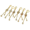 Oro Laminado Long Earring, Gold Filled Style Rolo and Butterfly Design, with Multicolor Micro Pave and Multicolor Cubic Zirconia, Polished, Golden Finish, 02.316.0083.1