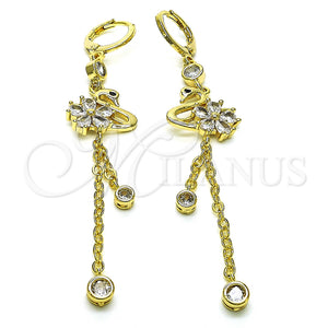 Gold Filled Ring — Long Earring Rolo and Swan Design with Black — main product view — SKU 150320 | Oro Laminado anillo — Long Earring Rolo and Swan diseño with negro — SKU 150320