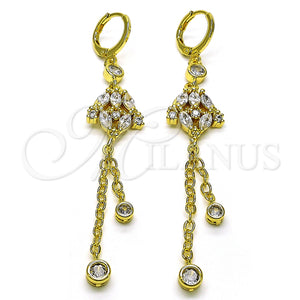 Gold Filled Ring — Long Earring Rolo and Frog Design with White — main product view — SKU 150322 | Oro Laminado anillo — Long Earring Rolo and Frog diseño with blanco — SKU 150322