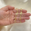 Oro Laminado Long Earring, Gold Filled Style Rolo and Butterfly Design, with White Micro Pave and White Cubic Zirconia, Polished, Golden Finish, 02.316.0083.2