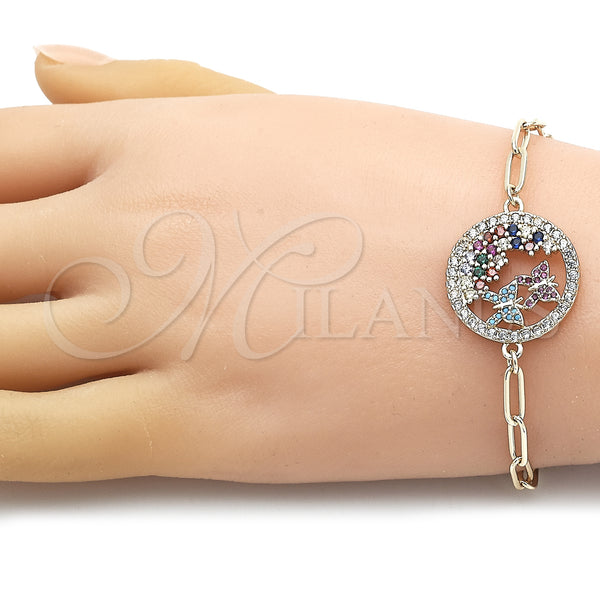 Gold Filled Bracelet — Fancy Bracelet Paperclip and Butterfly Design with Ruby — alternate product view — SKU 150329 | Oro Laminado brazalete — elegante Bracelet Paperclip and Butterfly diseño with Ruby — SKU 150329