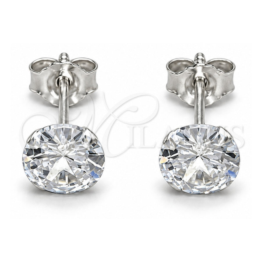Sterling Silver Stud Earring, with White Cubic Zirconia, Polished, Silver Finish, 02.401.0054.06