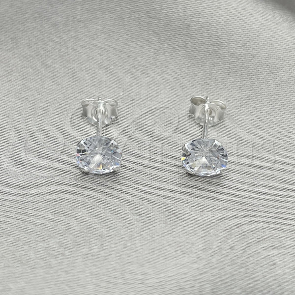 Sterling Silver Ring — Stud Earring with White Cubic Zirconia Polished 02. — main product view — SKU 150333 | Plata 925 anillo — Stud Earring with blanco Cubic Zirconia pulido 02. — SKU 150333