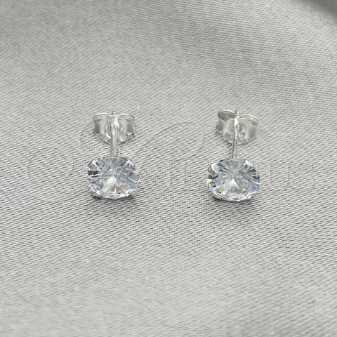 Sterling Silver Stud Earring, with White Cubic Zirconia, Polished, Silver Finish, 02.401.0054.06