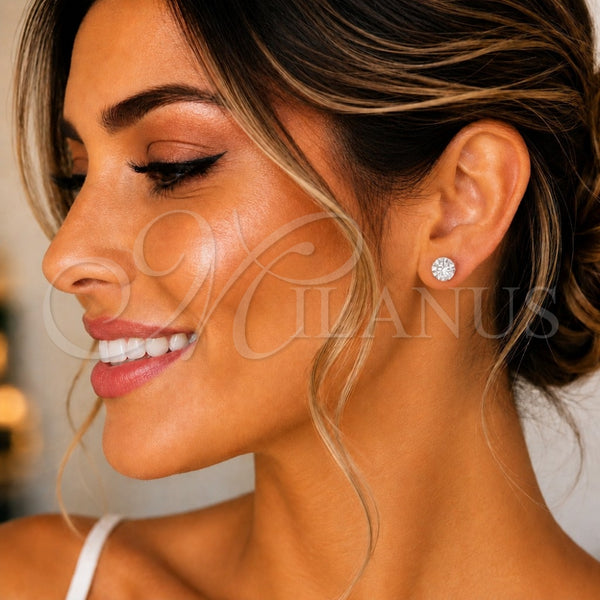 Sterling Silver Ring — Stud Earring with White Cubic Zirconia Polished 02. — main product view — SKU 150334 | Plata 925 anillo — Stud Earring with blanco Cubic Zirconia pulido 02. — SKU 150334