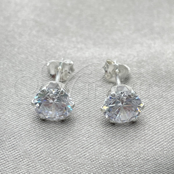 Sterling Silver Ring — Stud Earring with White Cubic Zirconia Polished 02. — alternate product view — SKU 150334 | Plata 925 anillo — Stud Earring with blanco Cubic Zirconia pulido 02. — SKU 150334