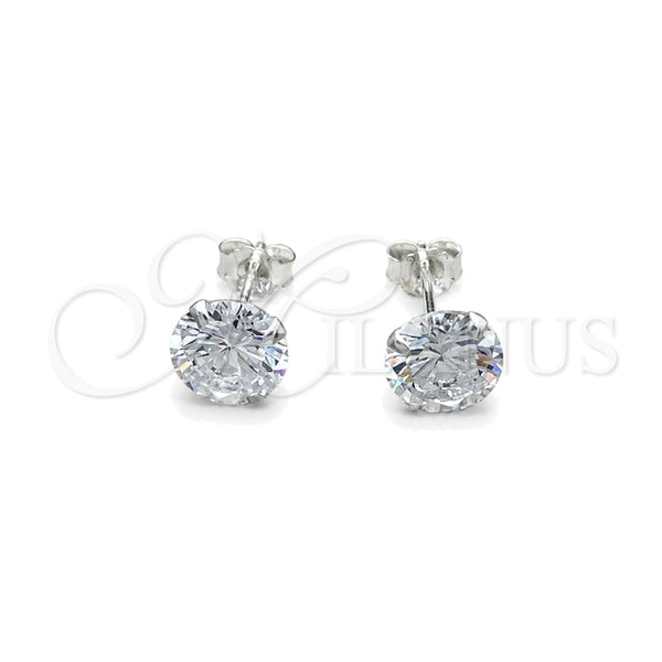 Sterling Silver Stud Earring, with White Cubic Zirconia, Polished, Silver Finish, 02.401.0054.07