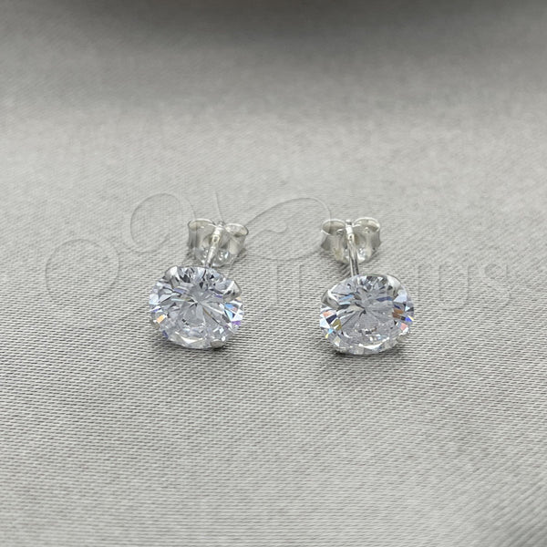 Sterling Silver Stud Earring, with White Cubic Zirconia, Polished, Silver Finish, 02.401.0054.07