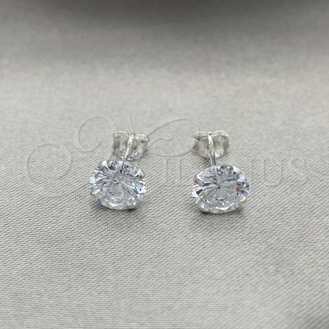 Sterling Silver Stud Earring, with White Cubic Zirconia, Polished, Silver Finish, 02.401.0054.07