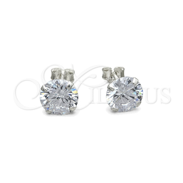 Sterling Silver Stud Earring, with White Cubic Zirconia, Polished, Silver Finish, 02.401.0054.08