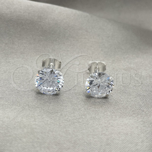 Sterling Silver Ring — Stud Earring with White Cubic Zirconia Polished 02. — main product view — SKU 150336 | Plata 925 anillo — Stud Earring with blanco Cubic Zirconia pulido 02. — SKU 150336