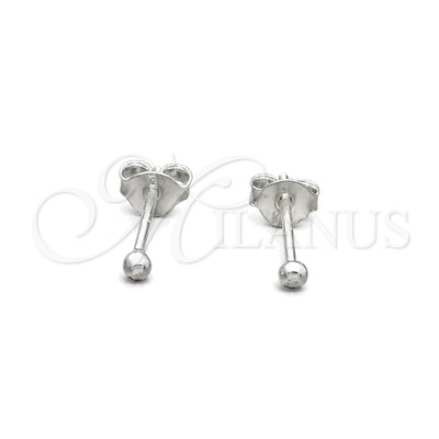 Sterling Silver Stud Earring, Ball Design, with White Cubic Zirconia, Polished, Silver Finish, 02.401.0055.02 for wholesale, main product view