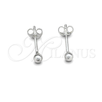 Sterling Silver Stud Earring, Ball Design, Polished, Silver Finish, 02.401.0055.03