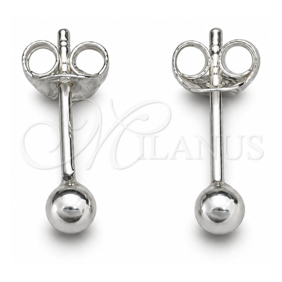 Sterling Silver Stud Earring, Ball Design, Polished, Silver Finish, 02.401.0055.03