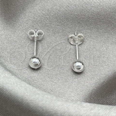 Sterling Silver Stud Earring, Ball Design, Polished, Silver Finish, 02.401.0055.04