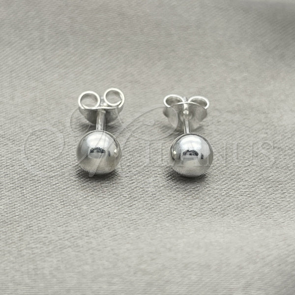 Sterling Silver Stud Earring, Ball Design, Polished, Silver Finish, 02.401.0055.05