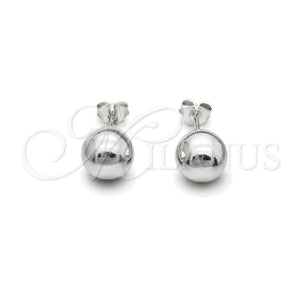Sterling Silver Stud Earring, Ball Design, Polished, Silver Finish, 02.401.0055.08
