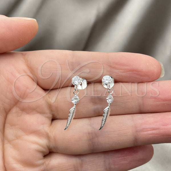 Sterling Silver Ring — Long Earring Leaf Design with White Cubic Zirconia — alternate product view — SKU 150349 | Plata 925 anillo — Long Earring Leaf diseño with blanco Cubic Zirconia — SKU 150349
