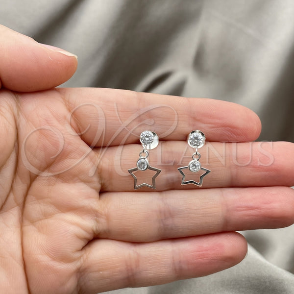 Sterling Silver Ring — Long Earring Star Design with White Cubic Zirconia — alternate product view — SKU 150350 | Plata 925 anillo — Long Earring estrella diseño with blanco Cubic Zirconia — SKU 150350