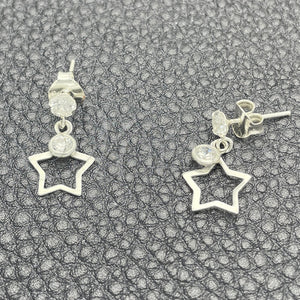 Sterling Silver Ring — Long Earring Star Design with White Cubic Zirconia — main product view — SKU 150350 | Plata 925 anillo — Long Earring estrella diseño with blanco Cubic Zirconia — SKU 150350
