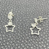 Sterling Silver Long Earring, Star Design, with White Cubic Zirconia, Polished, Silver Finish, 02.401.0059