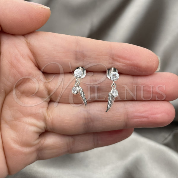 Sterling Silver Ring — Long Earring Leaf Design with White Cubic Zirconia — alternate product view — SKU 150351 | Plata 925 anillo — Long Earring Leaf diseño with blanco Cubic Zirconia — SKU 150351