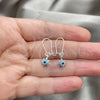Sterling Silver Long Earring, Evil Eye and Star Design, with Turquoise Crystal, Polished, Silver Finish, 02.401.0061
