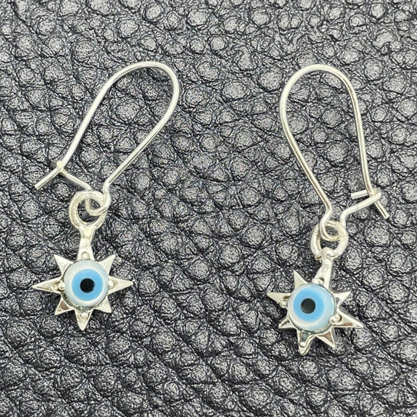 Sterling Silver Ring — Long Earring Evil Eye and Star Design with — main product view — SKU 150352 | Plata 925 anillo — Long Earring Evil Eye and estrella diseño with — SKU 150352