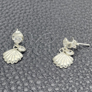 Sterling Silver Ring — Long Earring Shell Design with White Cubic Zirconia — main product view — SKU 150355 | Plata 925 anillo — Long Earring Shell diseño with blanco Cubic Zirconia — SKU 150355