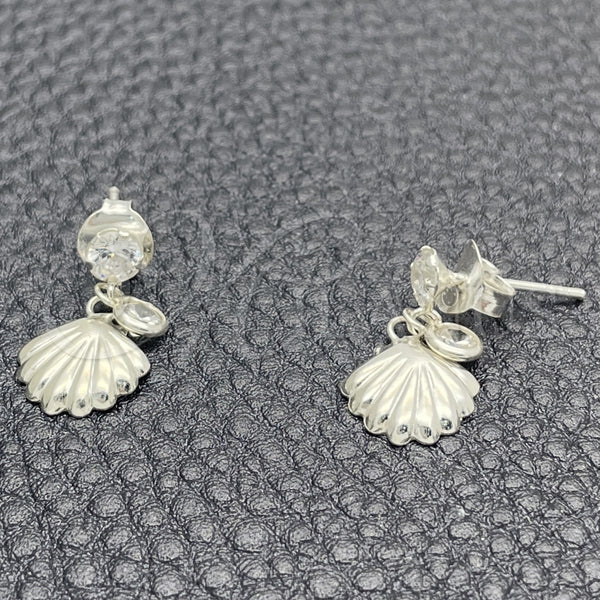 Sterling Silver Ring — Long Earring Shell Design with White Cubic Zirconia — main product view — SKU 150355 | Plata 925 anillo — Long Earring Shell diseño with blanco Cubic Zirconia — SKU 150355
