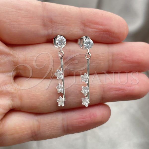 Sterling Silver Ring — Long Earring with White Cubic Zirconia Polished 02. — alternate product view — SKU 150357 | Plata 925 anillo — Long Earring with blanco Cubic Zirconia pulido 02. — SKU 150357