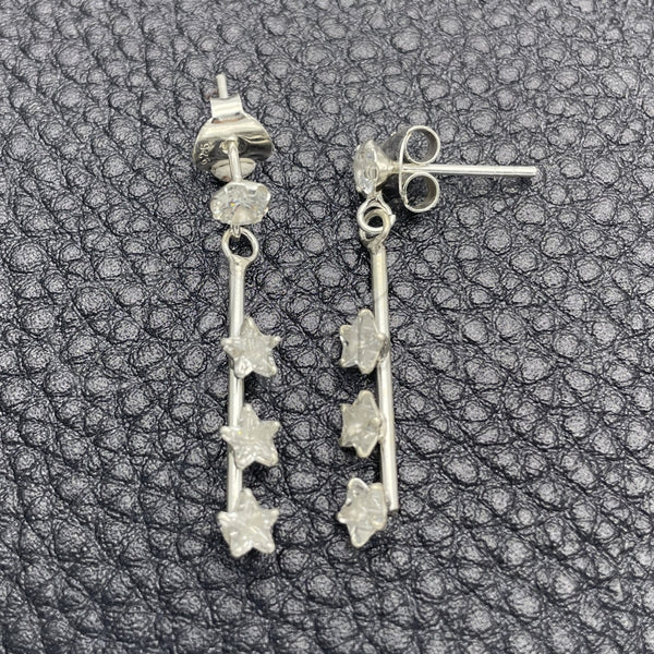 Sterling Silver Ring — Long Earring with White Cubic Zirconia Polished 02. — main product view — SKU 150357 | Plata 925 anillo — Long Earring with blanco Cubic Zirconia pulido 02. — SKU 150357