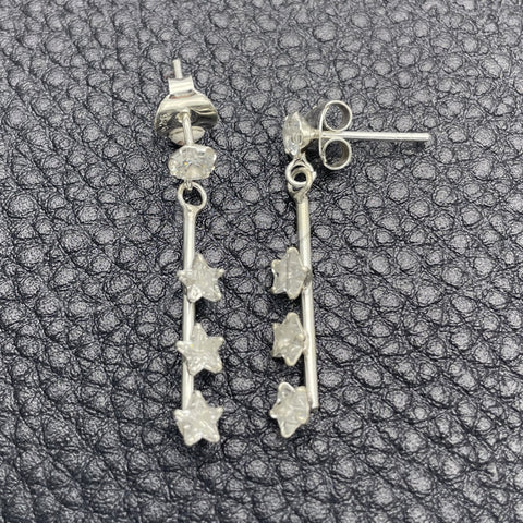 Sterling Silver Long Earring, with White Cubic Zirconia, Polished, Silver Finish, 02.401.0066