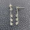 Sterling Silver Long Earring, with White Cubic Zirconia, Polished, Silver Finish, 02.401.0066