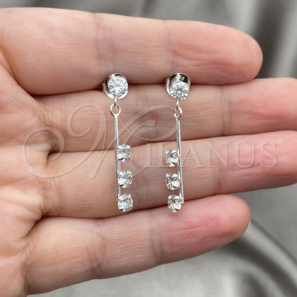 Sterling Silver Ring — Long Earring with White Cubic Zirconia Polished 02. — alternate product view — SKU 150358 | Plata 925 anillo — Long Earring with blanco Cubic Zirconia pulido 02. — SKU 150358