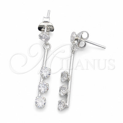 Sterling Silver Long Earring, with White Cubic Zirconia, Polished, Silver Finish, 02.401.0067 for wholesale, main product view