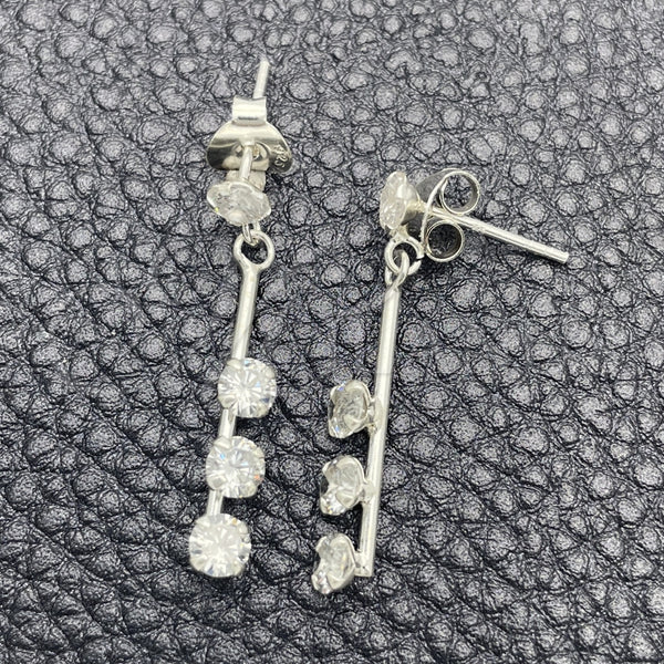 Sterling Silver Ring — Long Earring with White Cubic Zirconia Polished 02. — main product view — SKU 150358 | Plata 925 anillo — Long Earring with blanco Cubic Zirconia pulido 02. — SKU 150358