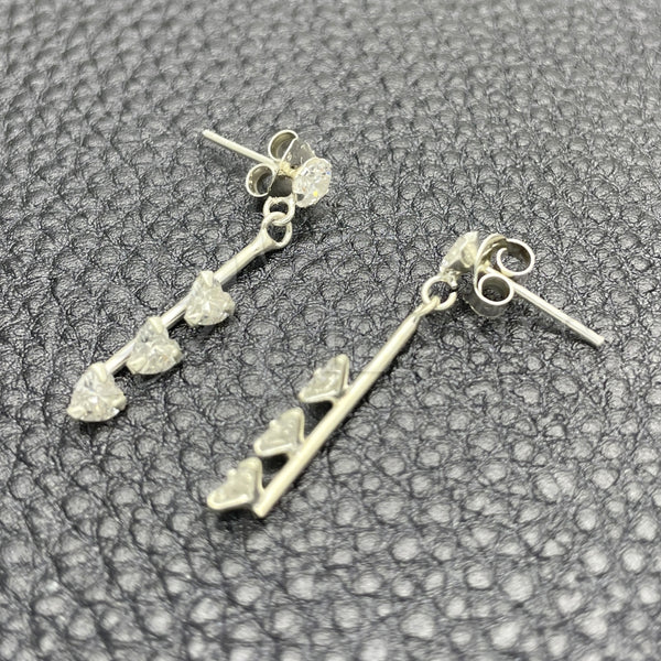 Sterling Silver Ring — Long Earring with White Cubic Zirconia Polished 02. — main product view — SKU 150359 | Plata 925 anillo — Long Earring with blanco Cubic Zirconia pulido 02. — SKU 150359