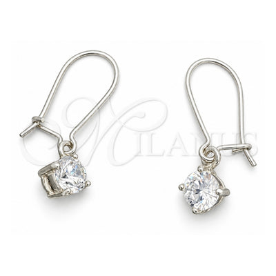 Sterling Silver Long Earring, with White Cubic Zirconia, Polished, Silver Finish, 02.401.0069