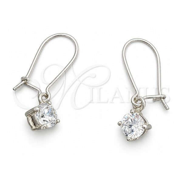 Sterling Silver Long Earring, with White Cubic Zirconia, Polished, Silver Finish, 02.401.0069