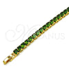 Oro Laminado Tennis Bracelet, Gold Filled Style with Green Cubic Zirconia, Polished, Golden Finish, 03.284.0020.07 (05 MM Thickness, 7 Inches Length)