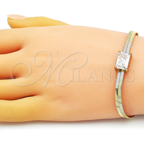 Gold Filled Bracelet — Fancy Bracelet Rat Tail Design with White Cubic — alternate product view — SKU 150367 | Oro Laminado brazalete — elegante Bracelet Rat Tail diseño with blanco Cubic — SKU 150367
